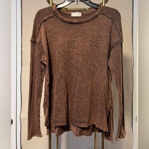 NWOT ALTARD STATE WAFFLE KNIT MINERAL WASH LONG SLEEVE